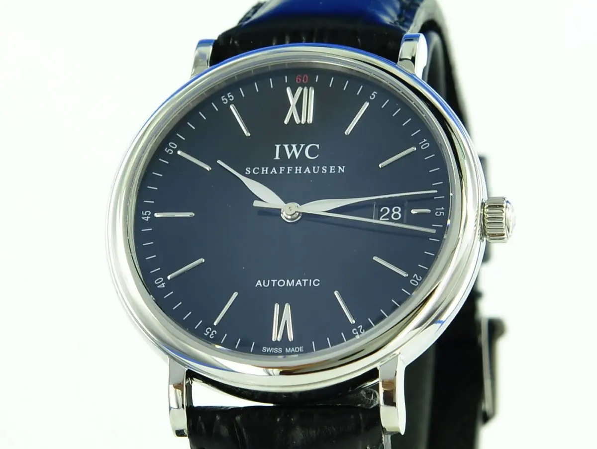 IWC Portofino Automatik mit blauem Zifferblatt und Lederarmband
